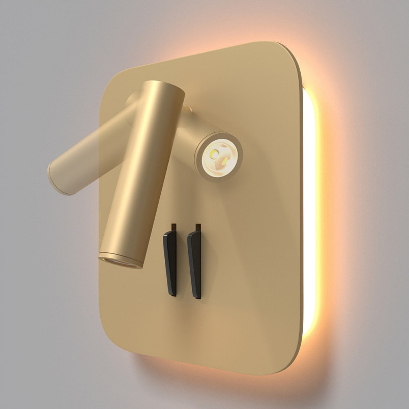 Kinkiet podwójny z włącznikiem Ios 176 Square LED matowe złoto Maytoni