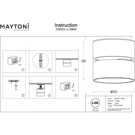 Reflektor kierunkowy Onda LED 3000K 8,5cm czarny Maytoni