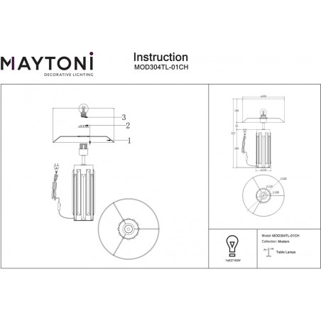 Lampa na komodę hampton Muse biały / przeźroczysty / chrom Maytoni