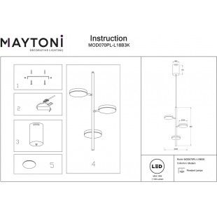 Lampa wisząca potrójna z regulowanymi kloszami Fad LED III 35cm czarna Maytoni