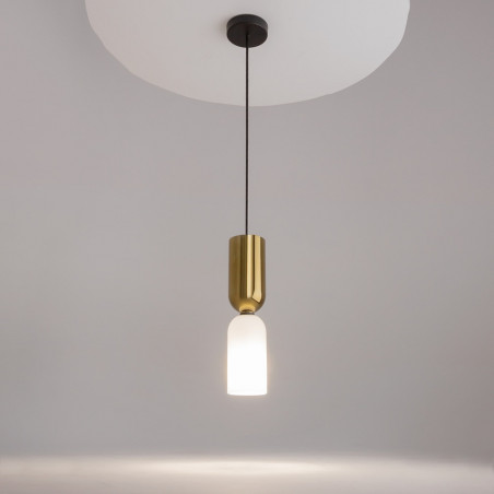 Lampa wisząca szklana designerska Memory 8cm biały / złoty Maytoni