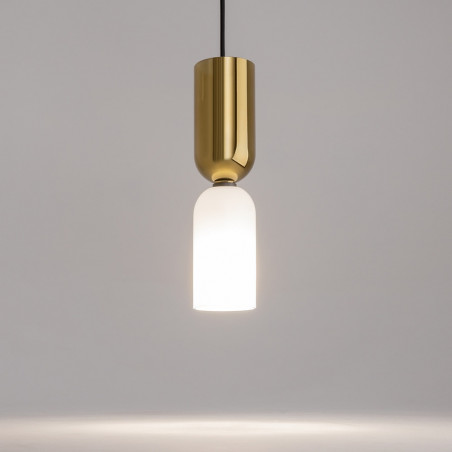 Lampa wisząca szklana designerska Memory 8cm biały / złoty Maytoni