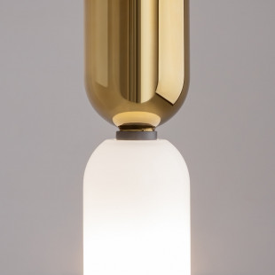 Lampa wisząca szklana designerska Memory 8cm biały / złoty Maytoni