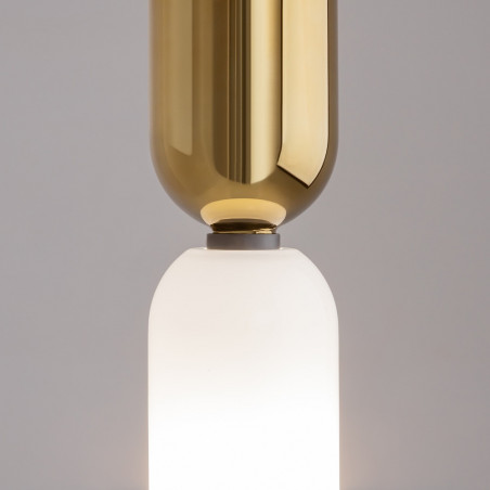 Lampa wisząca szklana designerska Memory 8cm biały / złoty Maytoni