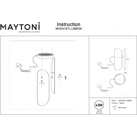 Lampa stołowa designerska Insight LED czarny przezroczysty Maytoni
