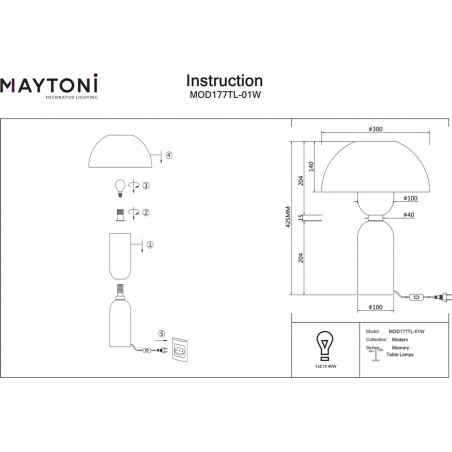 Lampa stołowa szklana designerska Memory przeźroczysty / biały Maytoni