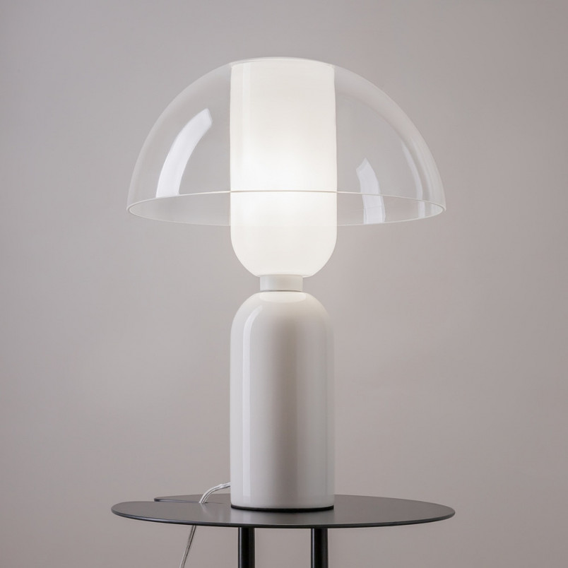 Lampa stołowa szklana designerska Memory przeźroczysty / biały Maytoni