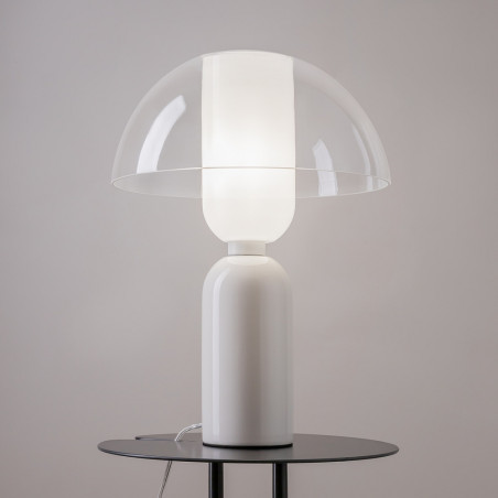Lampa stołowa szklana designerska Memory przeźroczysty / biały Maytoni