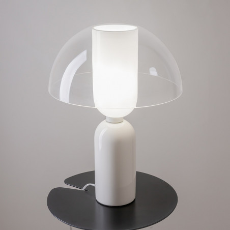 Lampa stołowa szklana designerska Memory przeźroczysty / biały Maytoni