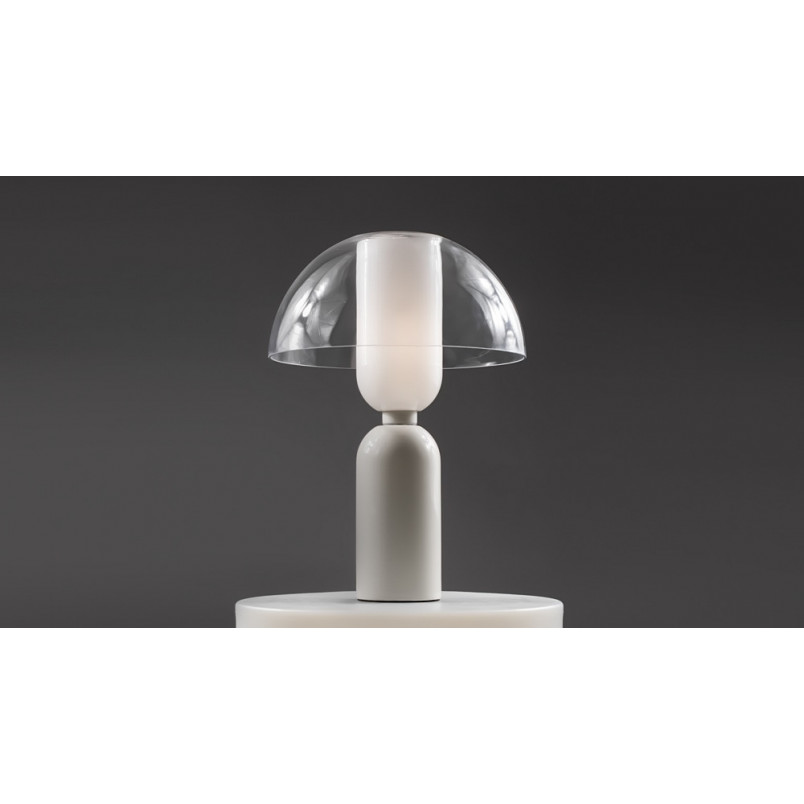 Lampa stołowa szklana designerska Memory przeźroczysty / biały Maytoni