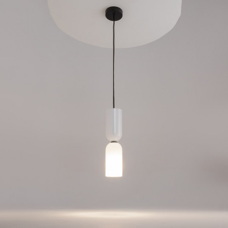 Lampa wisząca szklana designerska Memory 8cm biała Maytoni