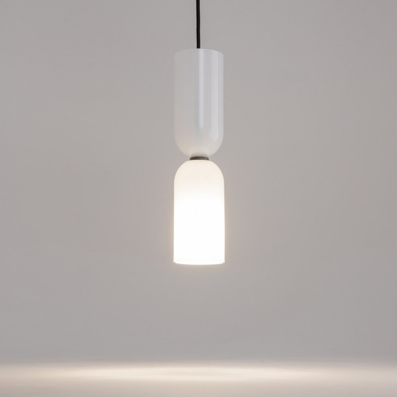 Lampa wisząca szklana designerska Memory 8cm biała Maytoni
