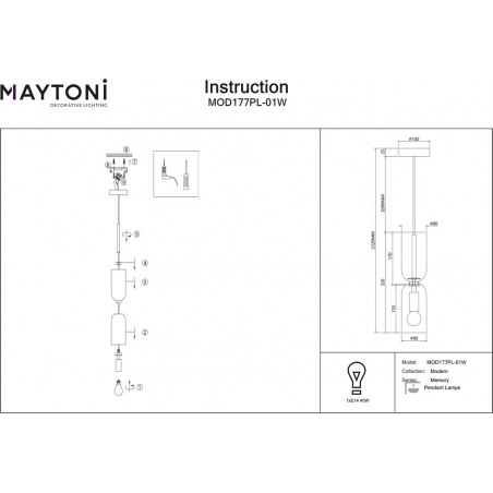Lampa wisząca szklana designerska Memory 8cm biała Maytoni