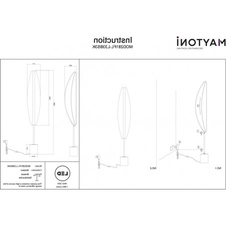 Lampa podłogowa modern glamour Breeze LED 3000K przeźroczysty / mosiądz / czarny Maytoni