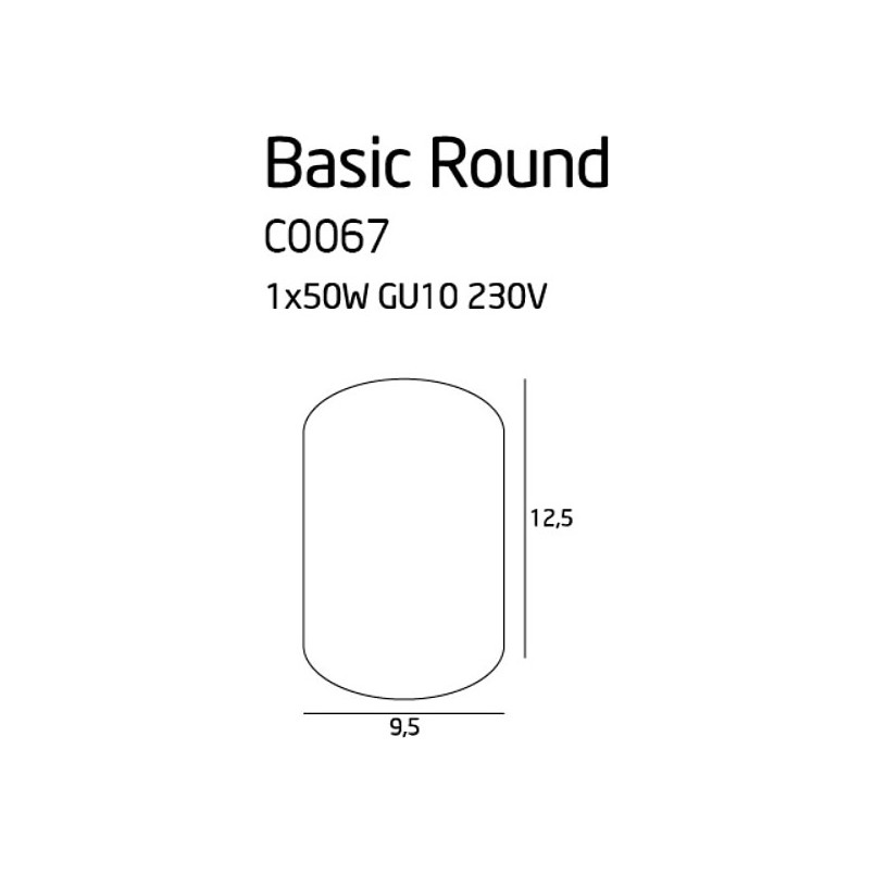 Lampa spot tuba Basic Round 9,5cm biała MaxLight