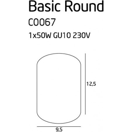 Lampa spot tuba Basic Round 9,5cm biała MaxLight