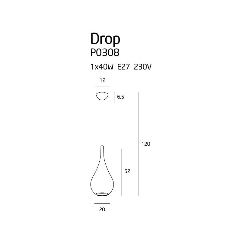 Lampa wisząca "kropla" Drop 20cm złota MaxLight