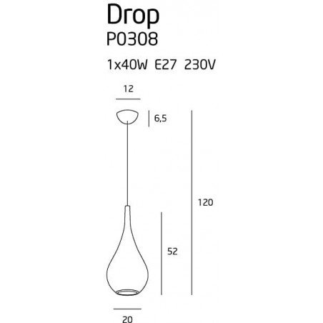 Lampa wisząca "kropla" Drop 20cm złota MaxLight
