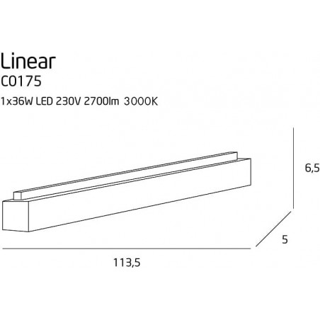 Plafon podłużny ściemniany Linear LED 3000K 113cm czarny MaxLight