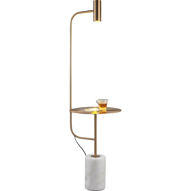 Lampa podłogowa ze stolikiem VINCENT złota 146 cm