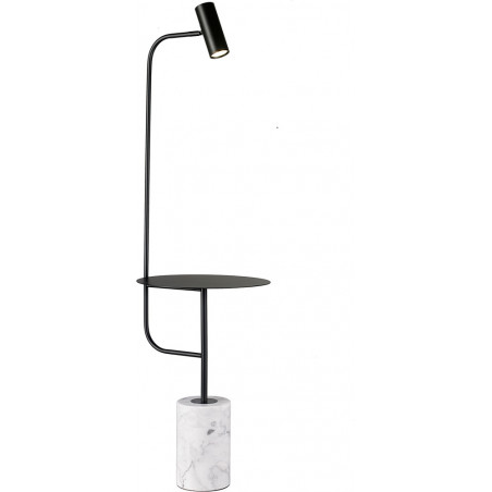 Lampa podłogowa ze stolikiem VINCENT czarna 146 cm
