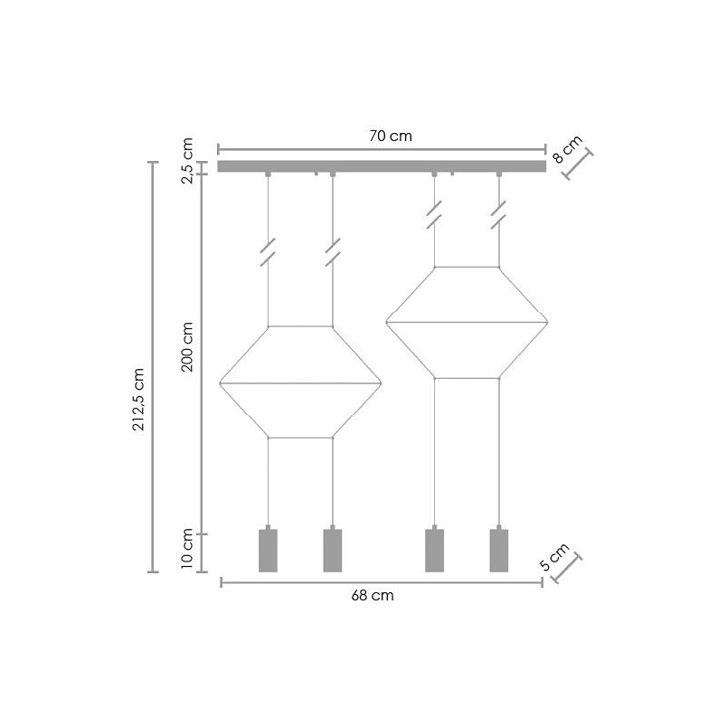 Lampa wisząca LINEA-4 LONG czarna 70 cm
