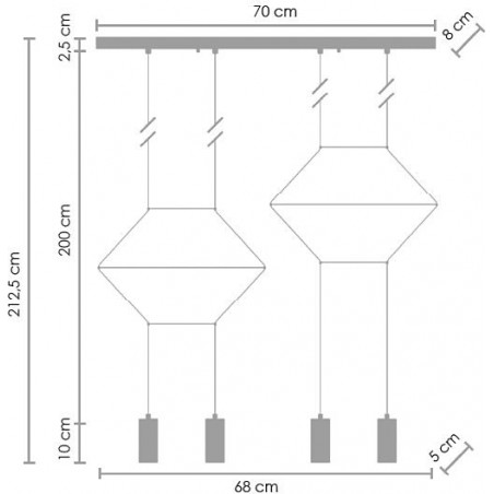 Lampa wisząca LINEA-4 LONG czarna 70 cm