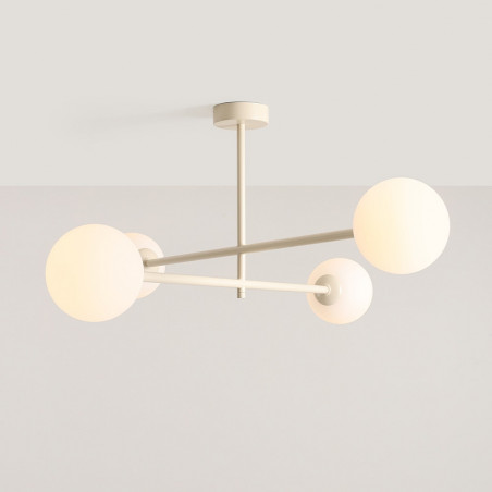 Lampa sufitowa 4 szklane kule Pinne IV 87cm biało-kremowa Aldex