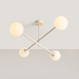 Lampa sufitowa 4 szklane kule Pinne IV 87cm biało-kremowa Aldex