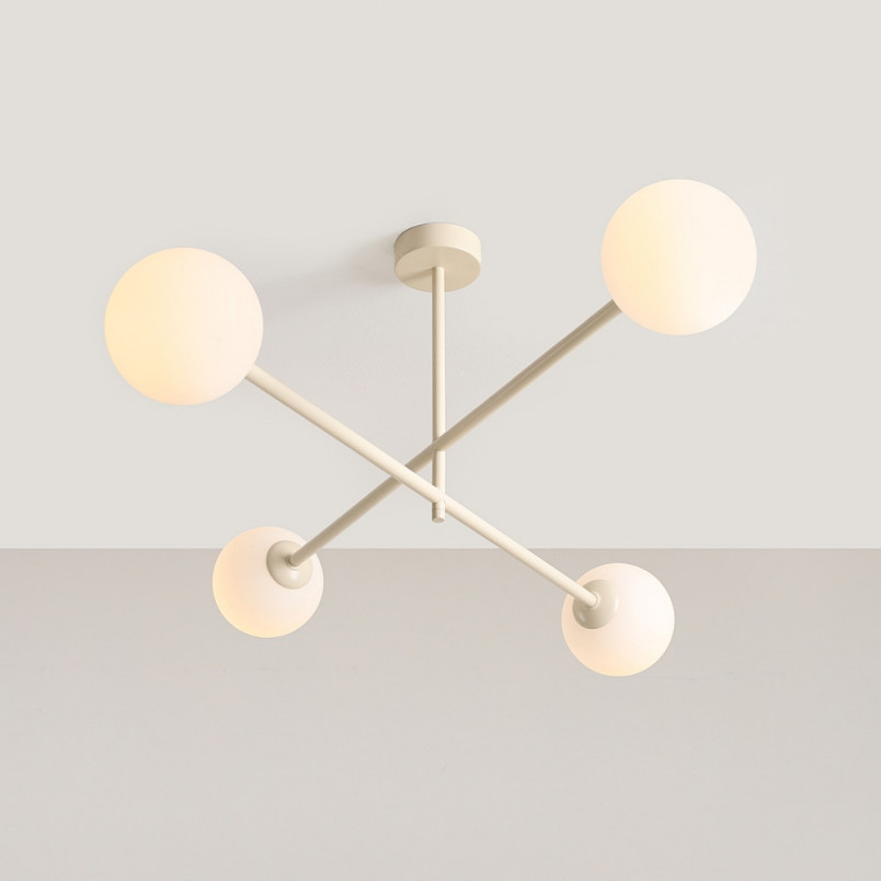Lampa sufitowa 4 szklane kule Pinne IV 87cm biało-kremowa Aldex