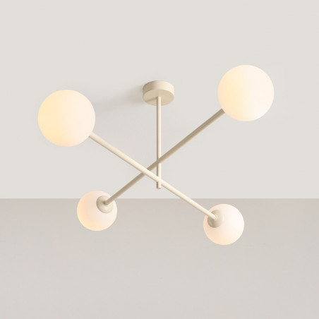 Lampa sufitowa 4 szklane kule Pinne IV 87cm biało-kremowa Aldex