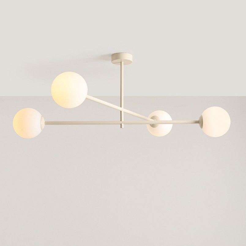 Lampa sufitowa 4 szklane kule Pinne IV 87cm biało-kremowa Aldex