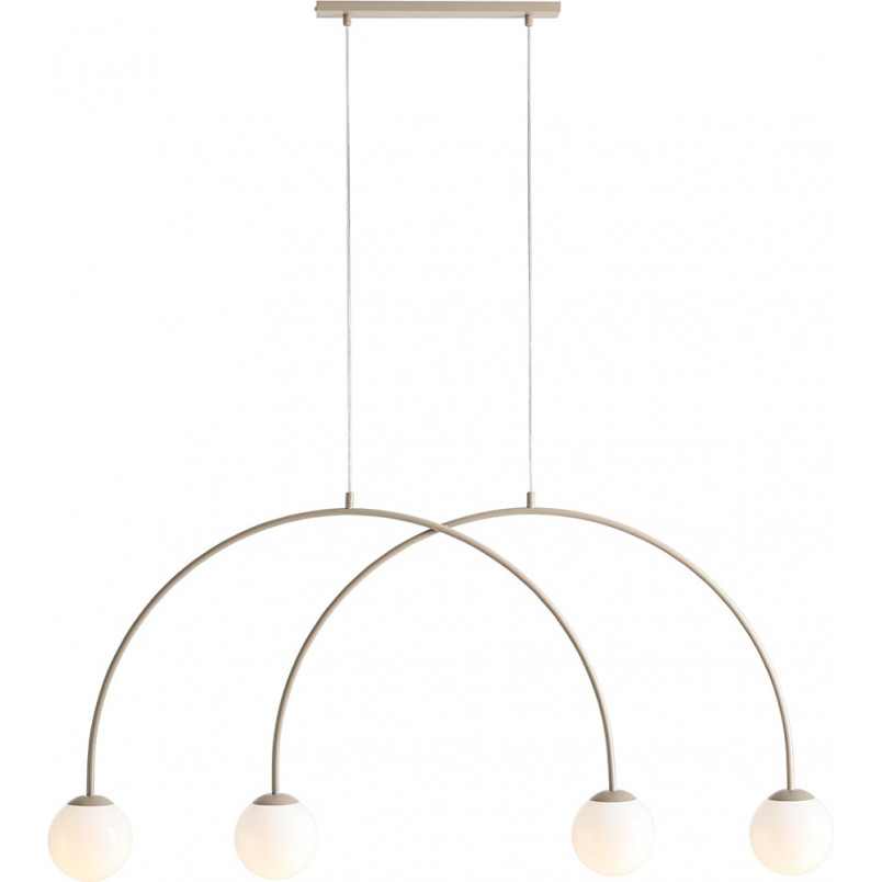 Lampa wisząca 4 szklane kule Una Coral 130cm biały / beż Aldex