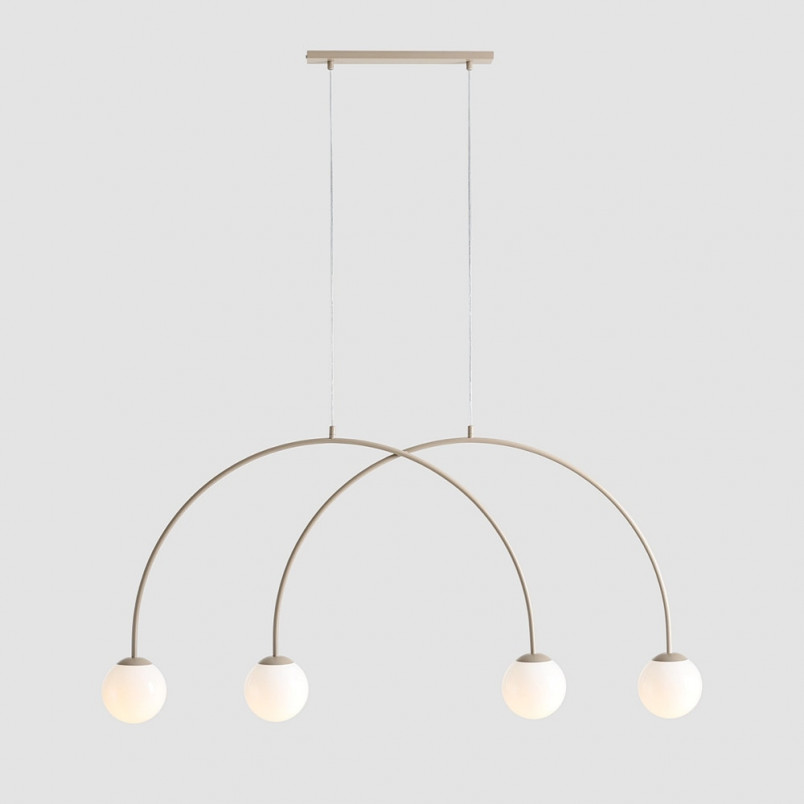 Lampa wisząca 4 szklane kule Una Coral 130cm biały / beż Aldex