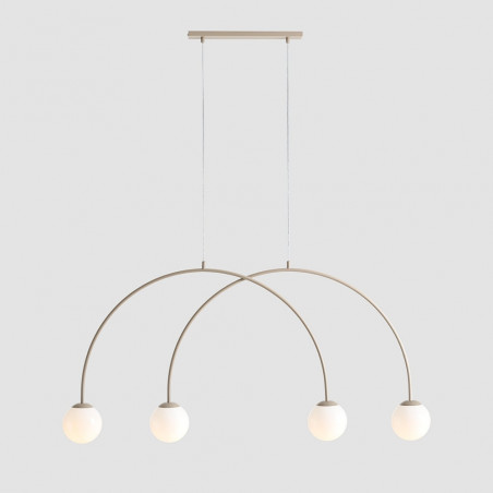 Lampa wisząca 4 szklane kule Una Coral 130cm biały / beż Aldex
