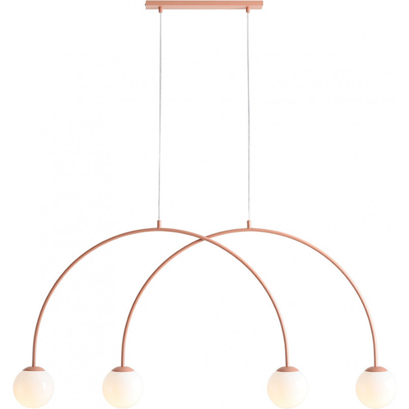 Lampa wisząca 4 szklane kule Una Coral 130cm biały / koral Aldex