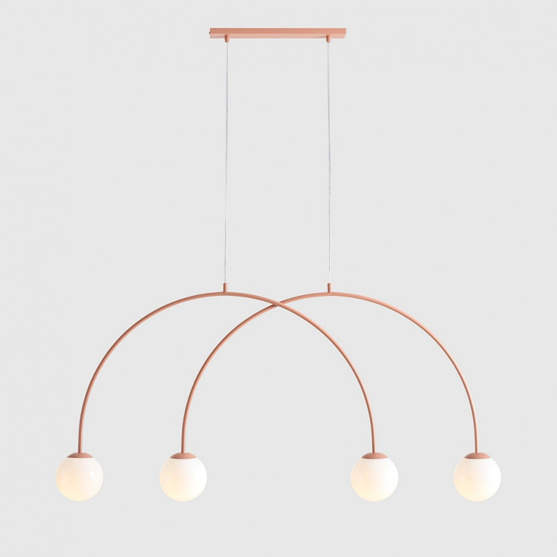 Lampa wisząca 4 szklane kule Una Coral 130cm biały / koral Aldex