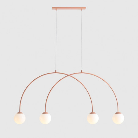 Lampa wisząca 4 szklane kule Una Coral 130cm biały / koral Aldex