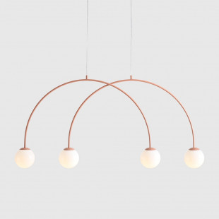 Lampa wisząca 4 szklane kule Una Coral 130cm biały / koral Aldex
