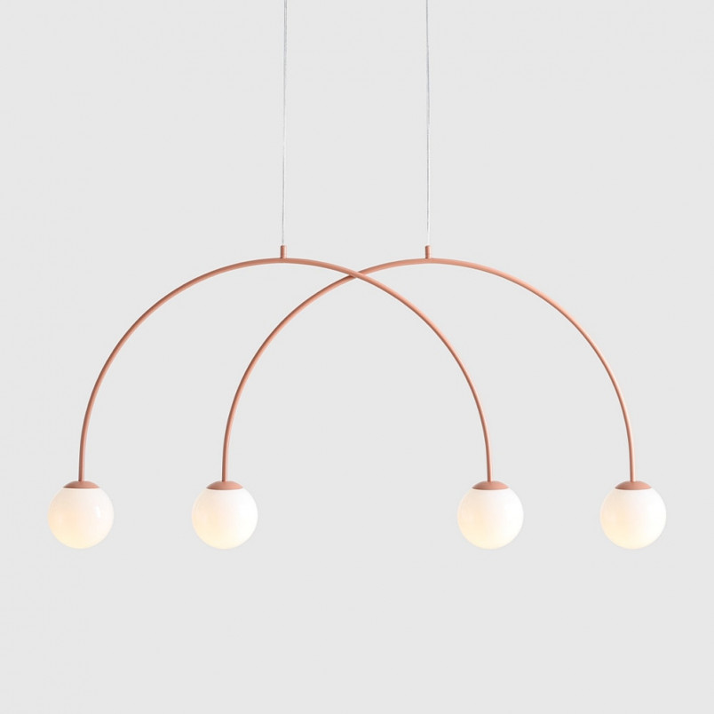 Lampa wisząca 4 szklane kule Una Coral 130cm biały / koral Aldex