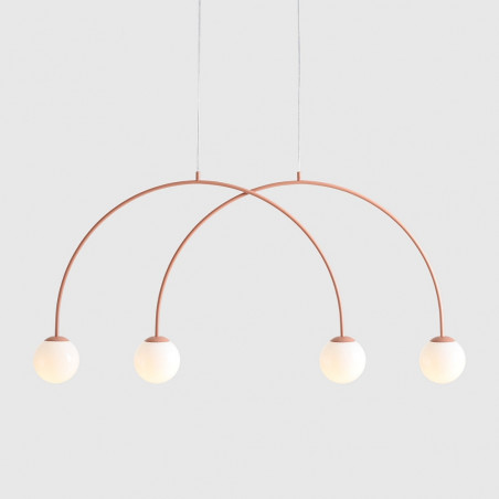 Lampa wisząca 4 szklane kule Una Coral 130cm biały / koral Aldex
