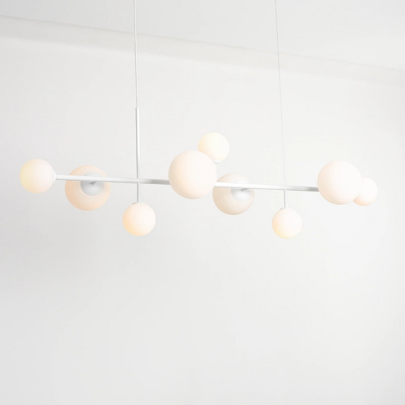 Lampa wisząca szklane kule Dione IX 168cm biała Aldex