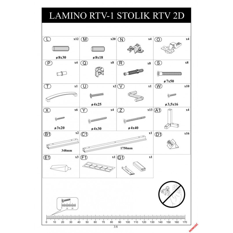 Szafka rtv na nóżkach z lamelami Lamino 180x40cm dąb craft/czarny Halmar