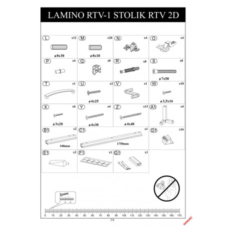Szafka rtv na nóżkach z lamelami Lamino 180x40cm dąb craft/czarny Halmar