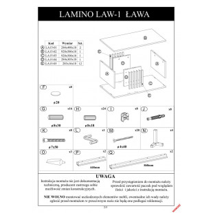 Stolik na nóżkach z półka i lamelami Lamino 92x50cm dąb craft/czarny Halmar