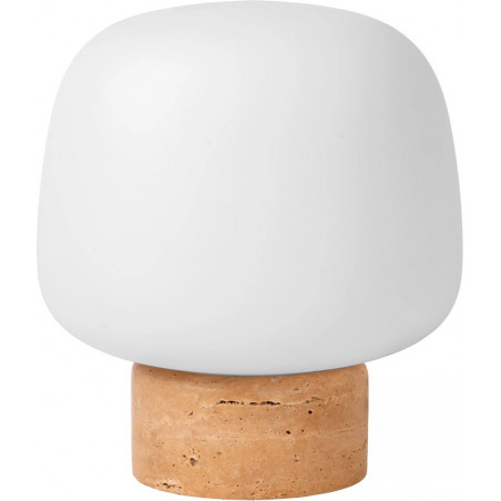 Lampa stołowa szklana na kamiennej podstawie Anston 22cm opal / trawertyn Lucide
