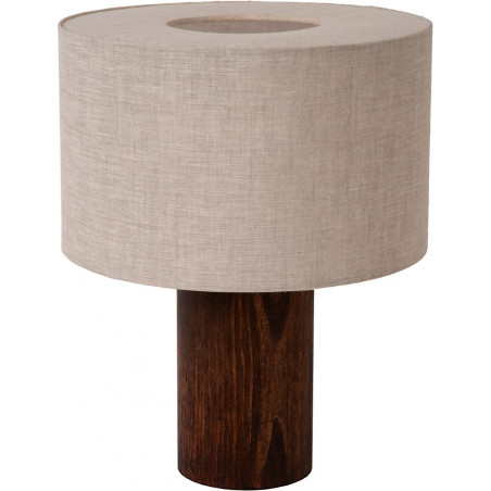 Lampa stołowa japandi na drewnianej podstawie Tachina 25cm H31,5cm len Lucide