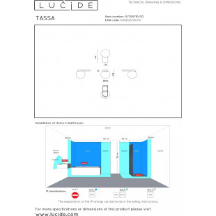 Kinkiet łazienkowy szklana kula Tassa LED 14,3cm opal / czarny Lucide