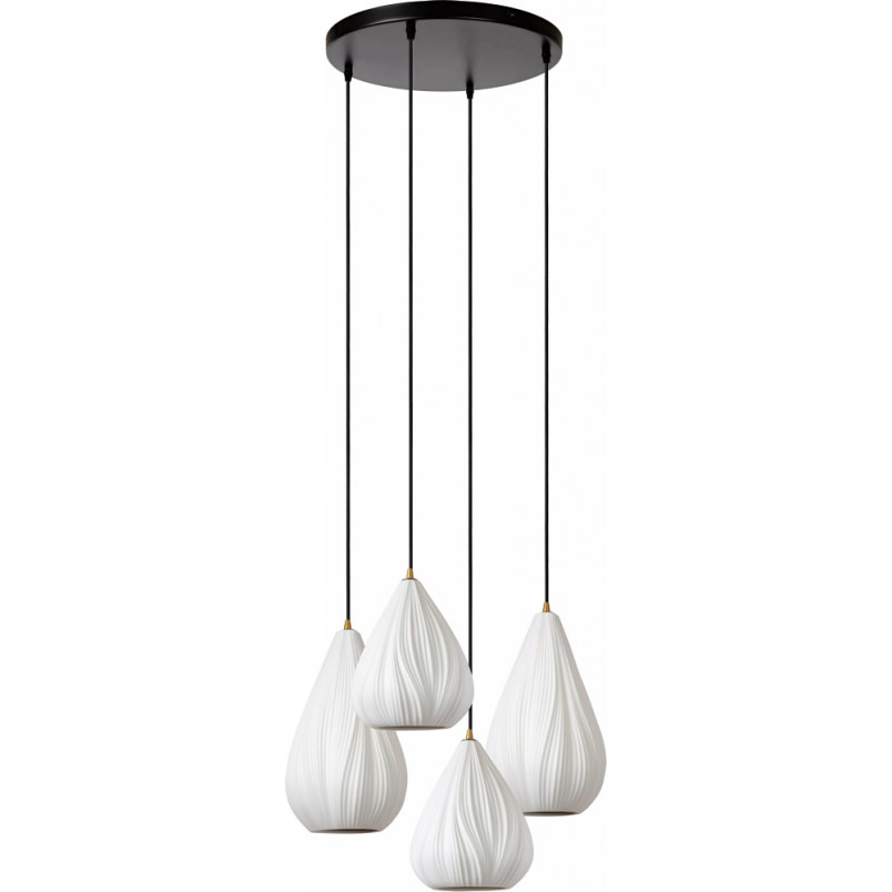 Lampa wisząca porcelanowa potrójna Cinzia 55,5cm biała Lucide