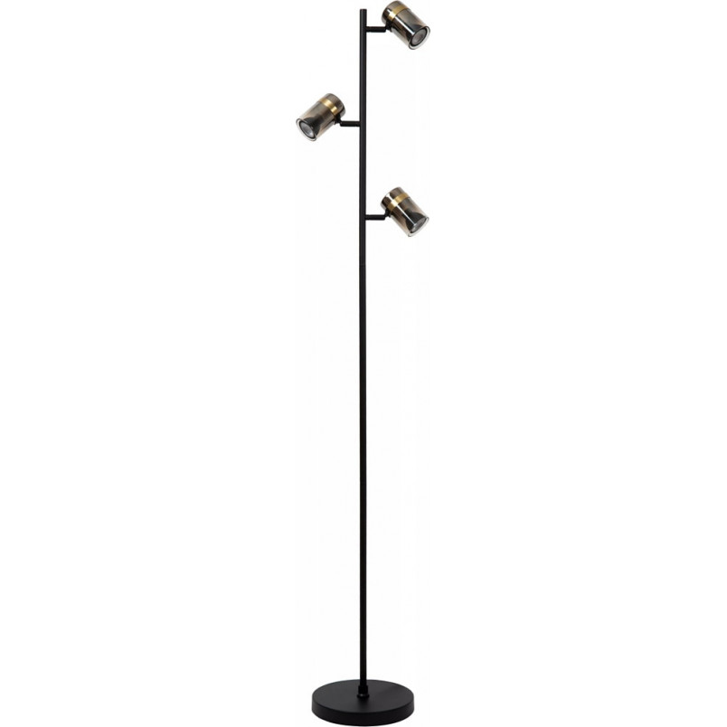 Lampa podłogowa szklana 3 punktowa Upton 154cm szkło dymione / czarny Lucide